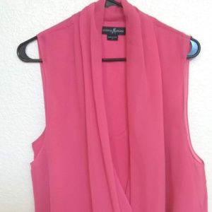 Sleeveless sheer coral blouse